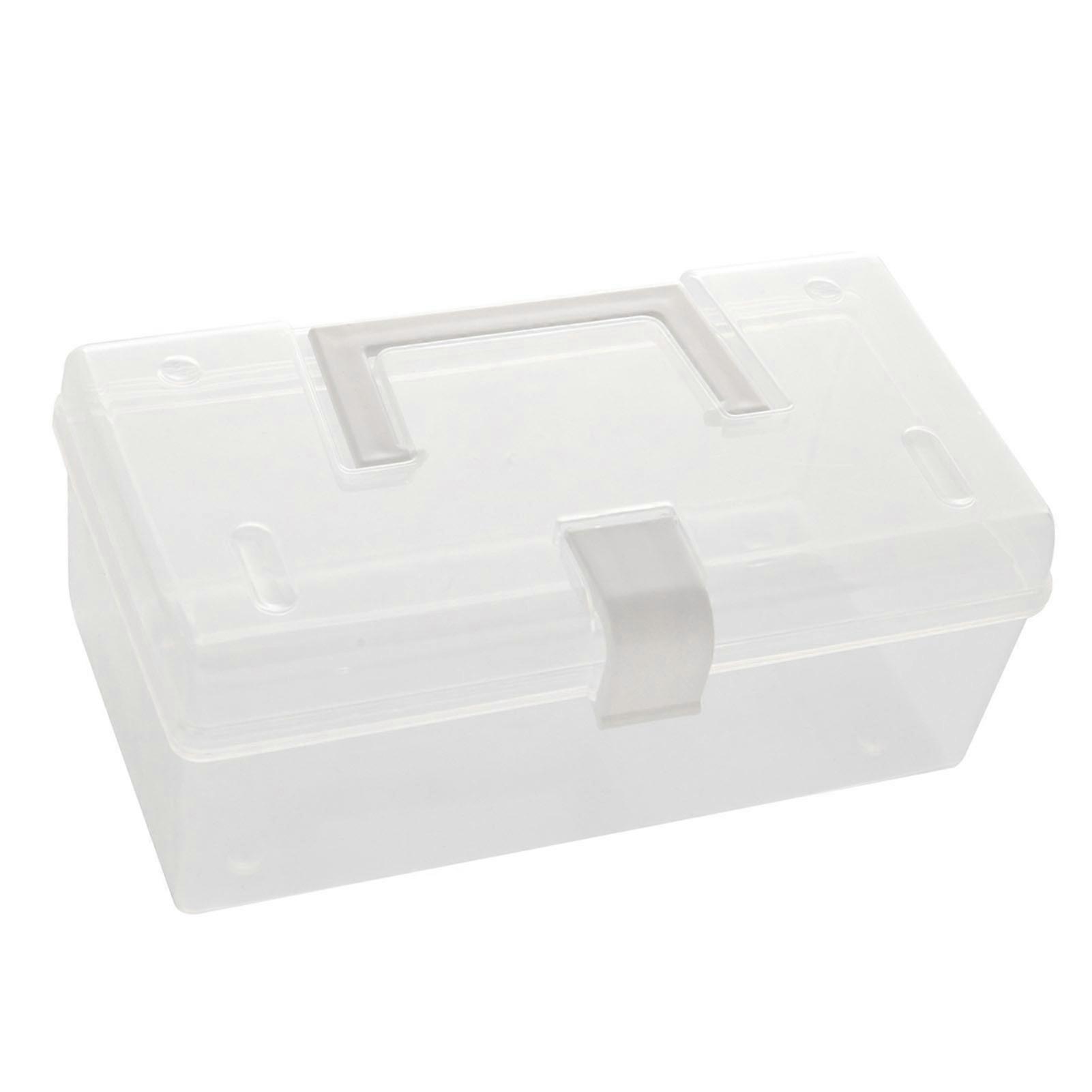 ハンドル付きプラスチック収納ボックスポータブル収納コンテナボックス透明多目的キャリーボックススナックおもちゃ文房具用