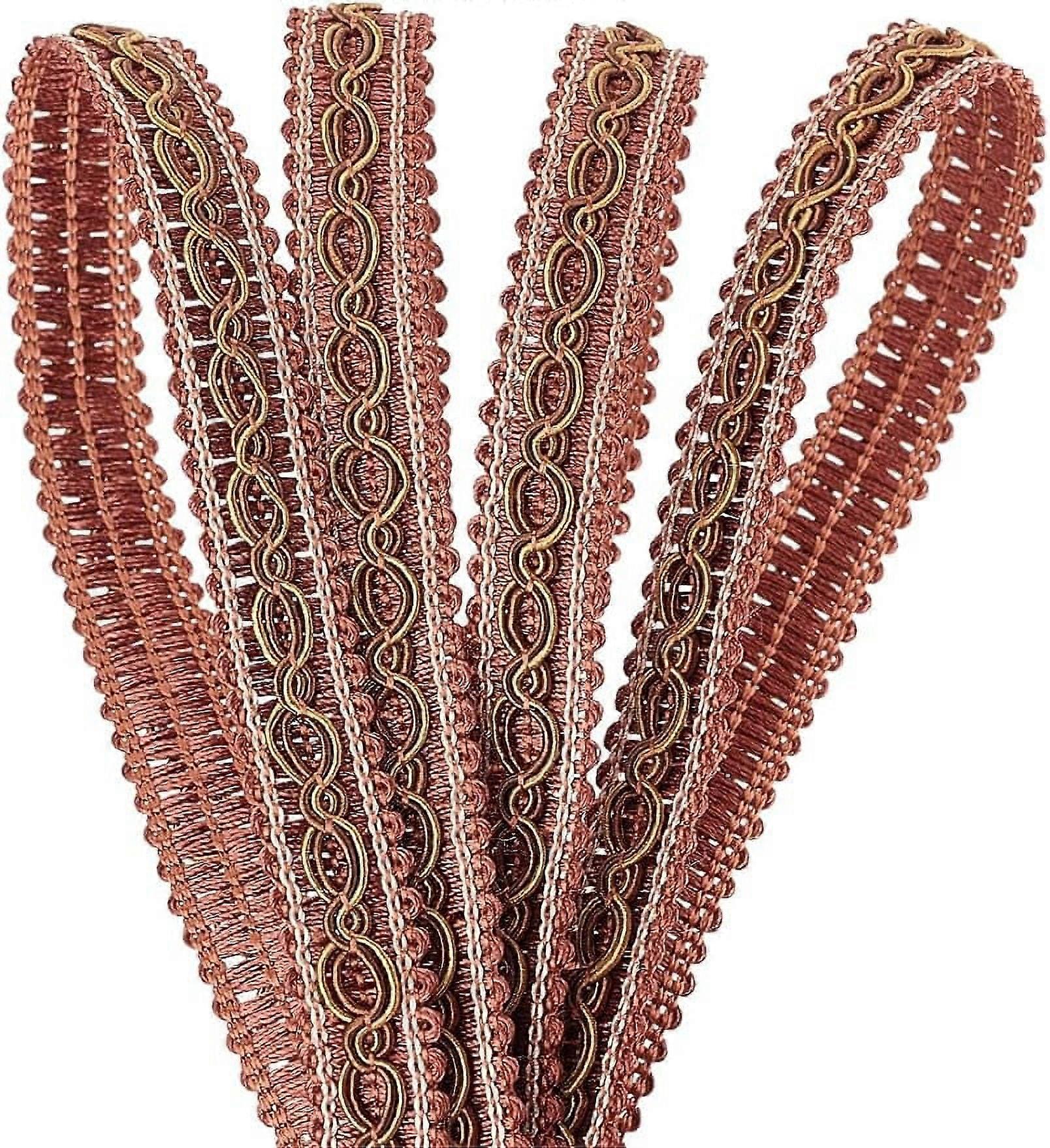 32Yards Brown Braid Tirm for Sewing 0.6 inch(16mm) Polyester Basic Fringe Trim Fabric Gimp Braid Trim Ribbon