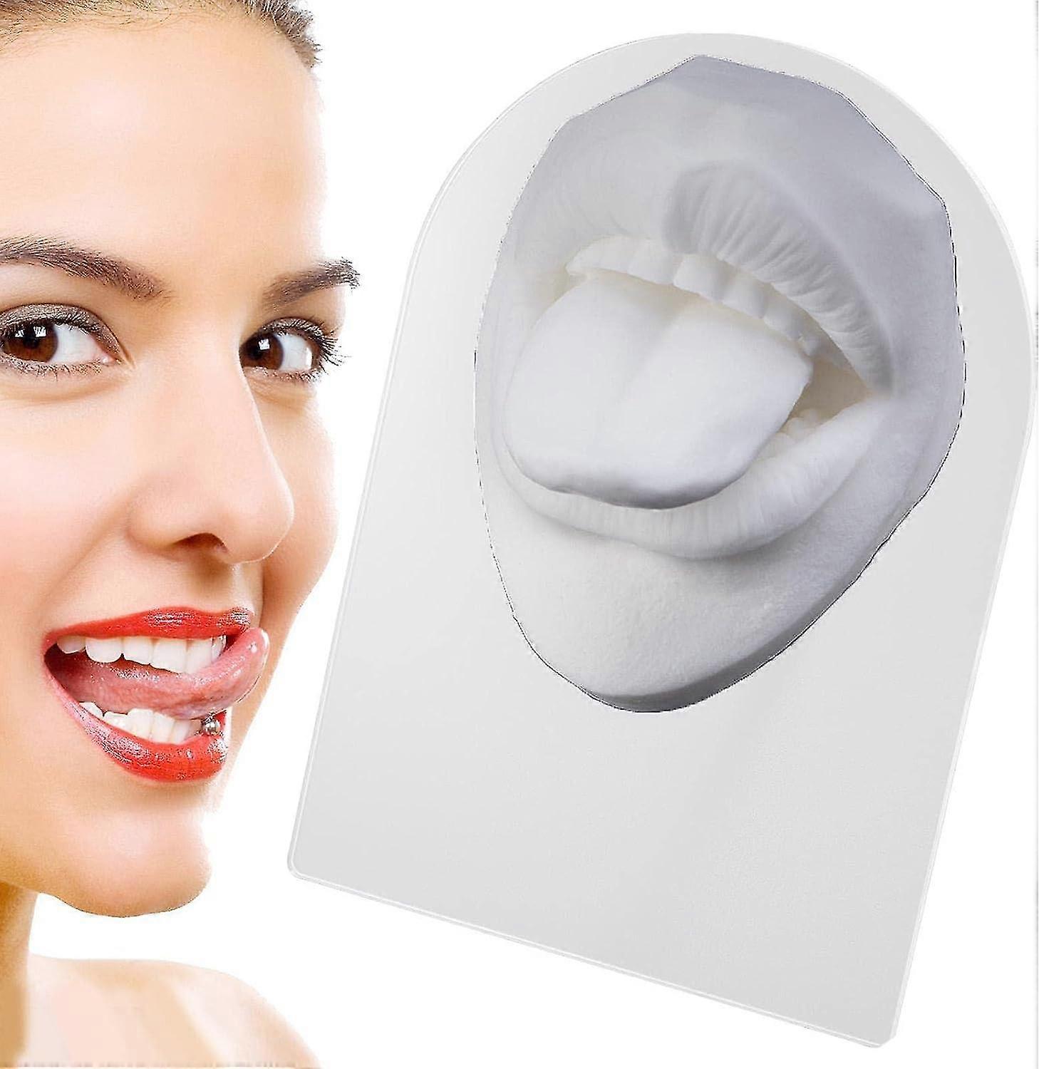 Silicone Mouth Model, Flexible Silicone Tongue Mouth Model With Stand, Simulation Human Body Part For Piercing Practice And Jewelry Display Teaching T