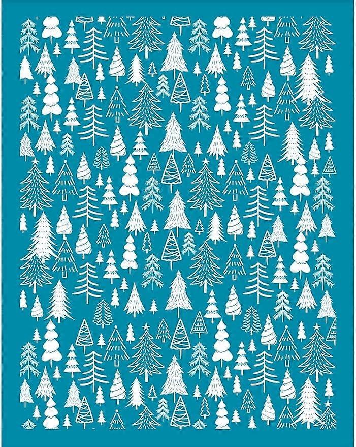 4x5 Inch Christmas Tree Clay Stencils Christmas Theme Silk Screen for Polymer Clay Pines Pattern Silk Screen Stencils