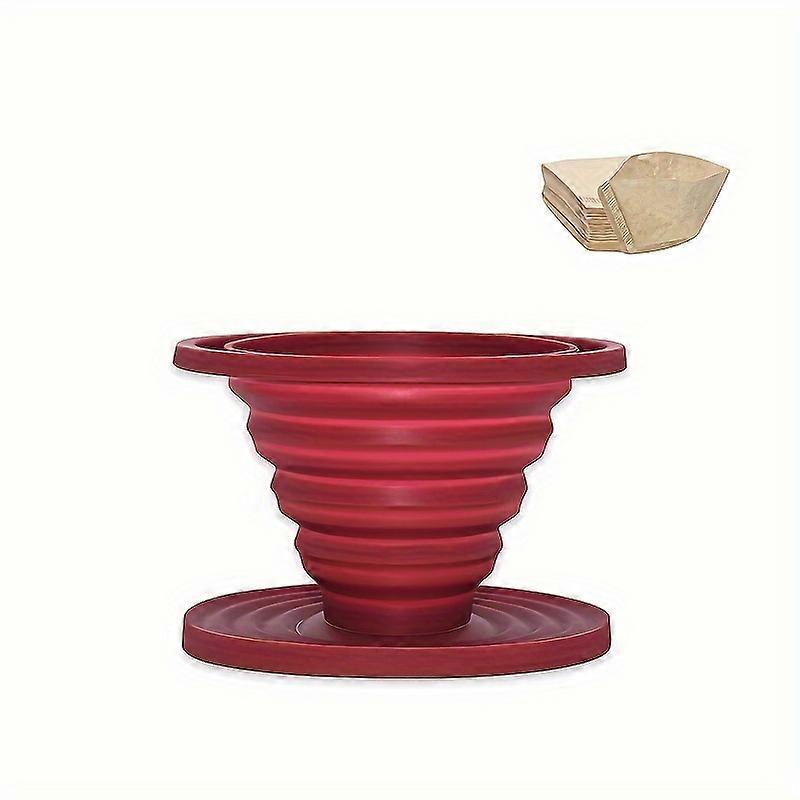 Portable Collapsible Coffee Dripper - Reusable Silicone Pour Over Brewer With 40 Unbleached Filters, Perfect For Camping & Travel