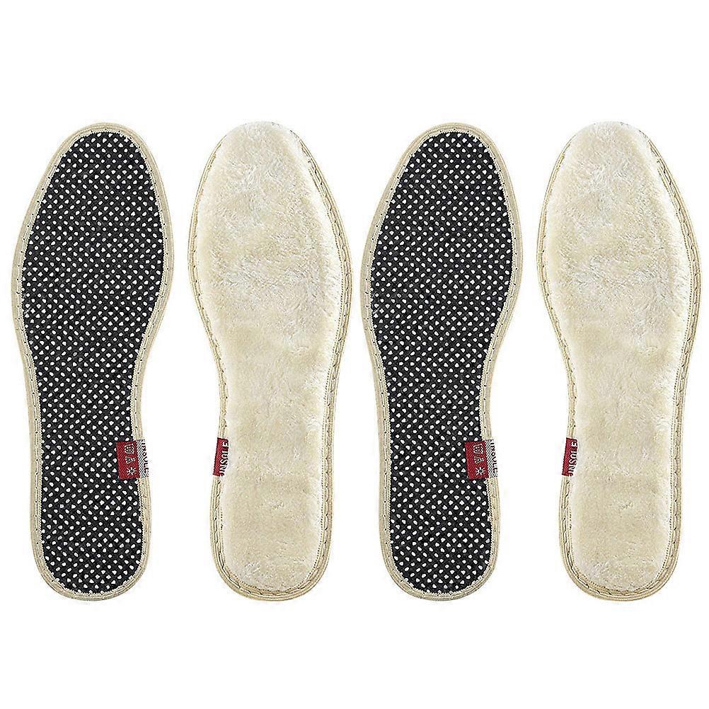 2 Pairs of Winter Imitation Wool Insoles Thickened Warm Breathable Shoe Pads