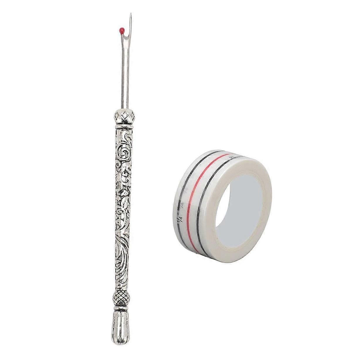 Seam Ripper and Thread Remover Kit, Sewing Seam Remover Tool Set with Positioning Tap for Crafting, Sewing Silver