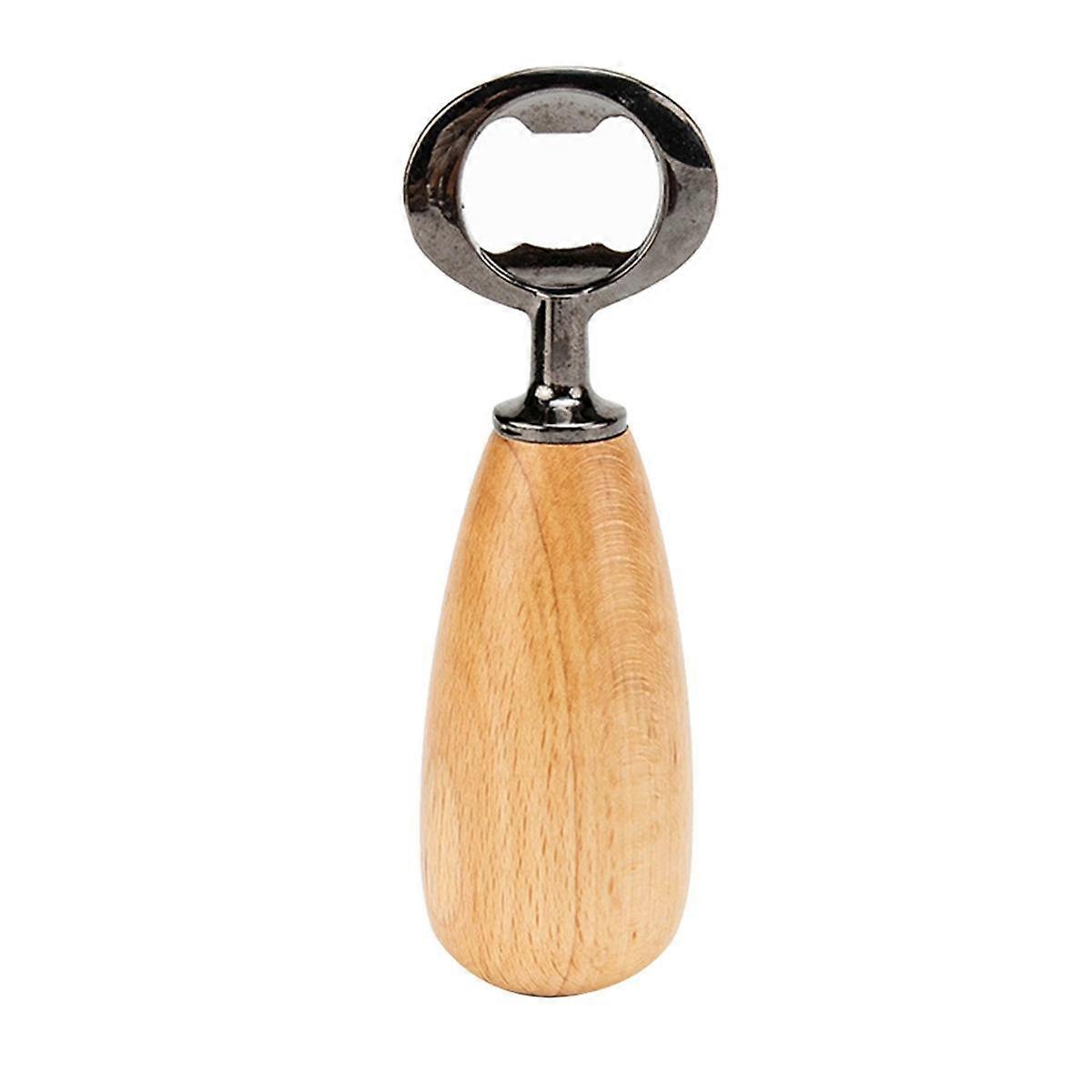 Beer Bottle Opener with Wood Handle, Drink Cap Lid Beer Bottle Opener Kitchen Tools Light Wood Color