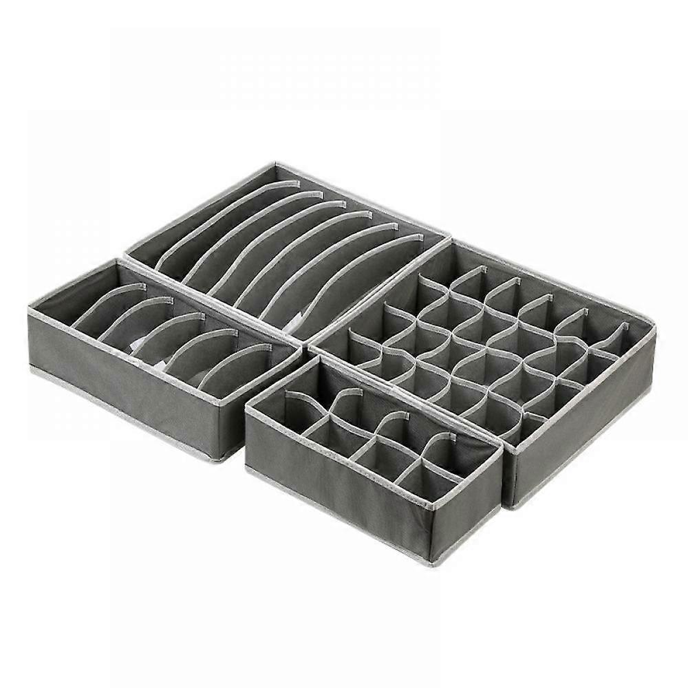 4 Pack Dresser Drawer Organisers Foldable Storage Box Gray