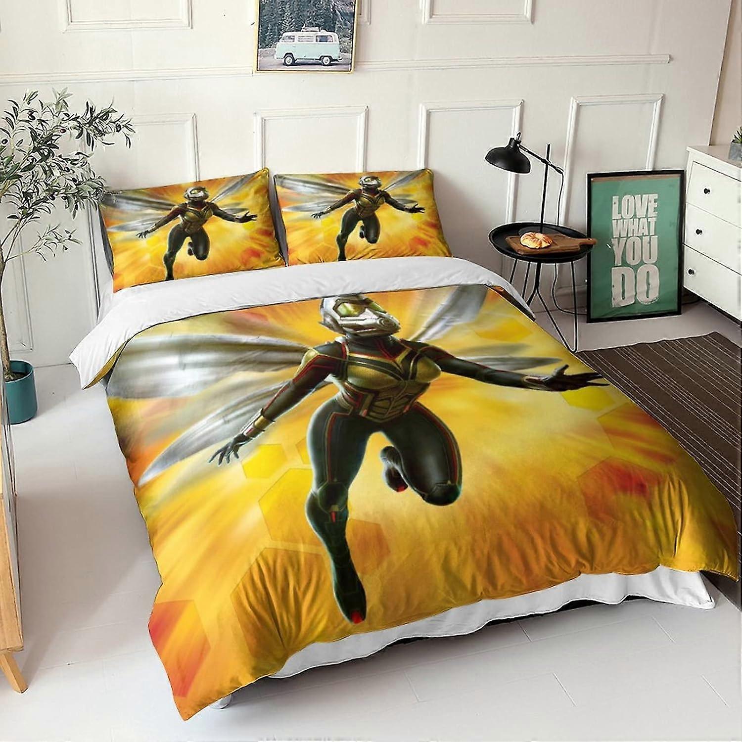 Ant-Man and The Wasp مجموعة الفراش قطع لطباعة غطاء لحاف من الألياف الدقيقة المضادة للحساسية مع أغطية لحاف مزدوجة بسحاب 135 * 200 سم
