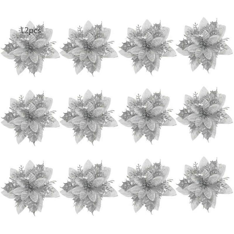 24pcs - Fleur de Noël - argent
