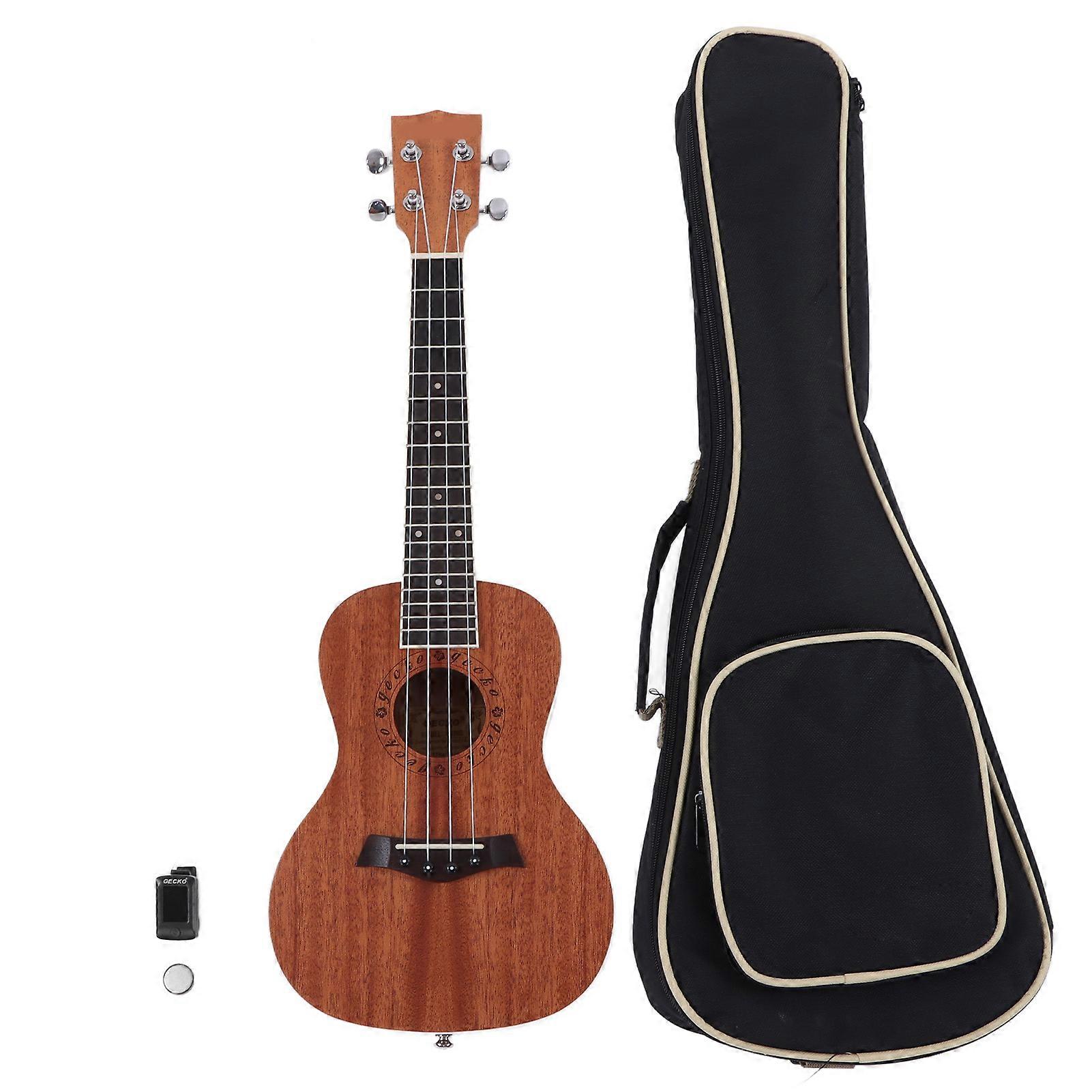 23in Ukulele Mahogany Nylon String Ukulele with Tuner Portable Stringed Instrument for Beginner