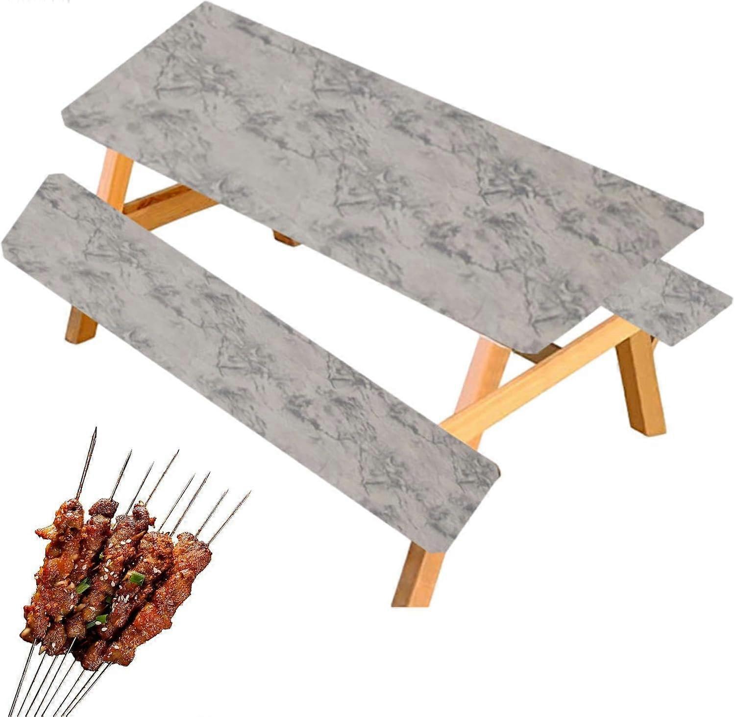 Copertura per tavolo da picnic,Tovaglia da campeggio per tavolo da picnic | Impermeabile, copertura in tela elastica, panno in 3 pezzi con supporto in flanella per picnic in campeggio