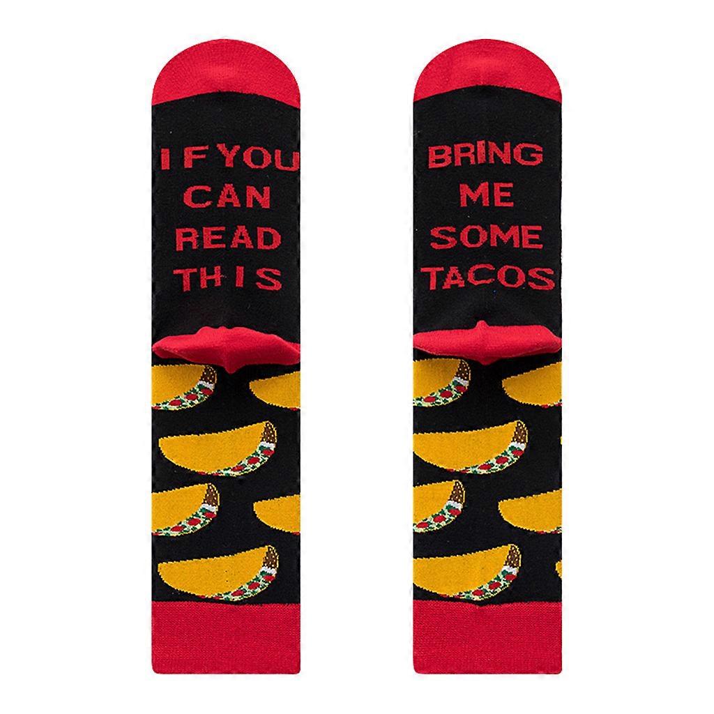  Unisex If You Can Read This Crew Socks Funny Saying Bring Me Tacos Bacon Eggs Hamburger Beer Letters Novelty Hosiery