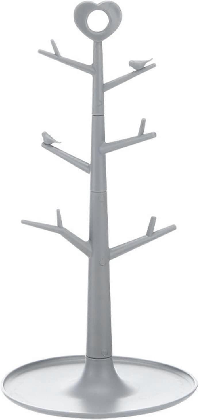 36cm Mug Rack, 6 Countertop Hooks, Coffee Cup Rack, Gray