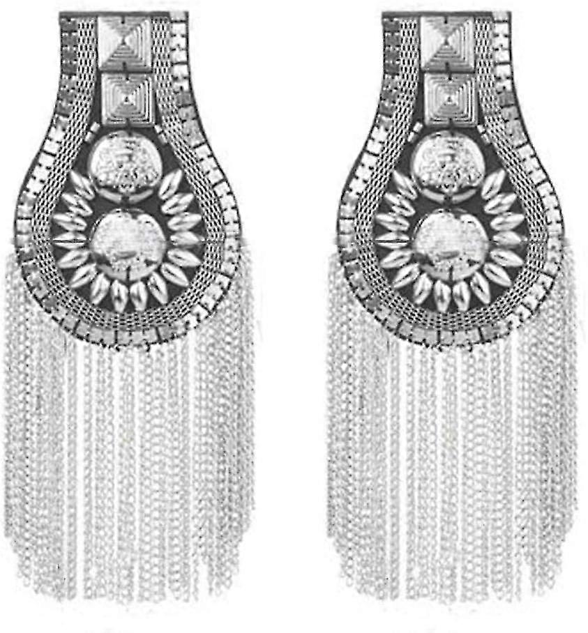 Blazer Shoulder Epaulets Tassel Chain Metal Epaulettes Beads Punk Fringe Epault By The Pair 3 Color Options-YuJia
