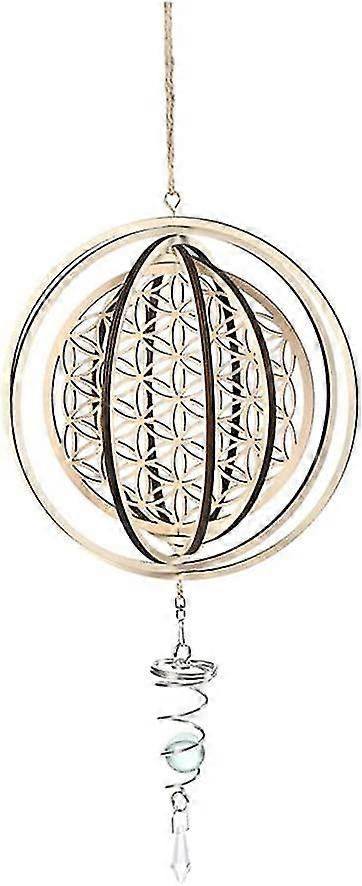 Holz geschnitzt Wind Chime, 3D Blume Of Life Spinning Wind Chime Anhänger
