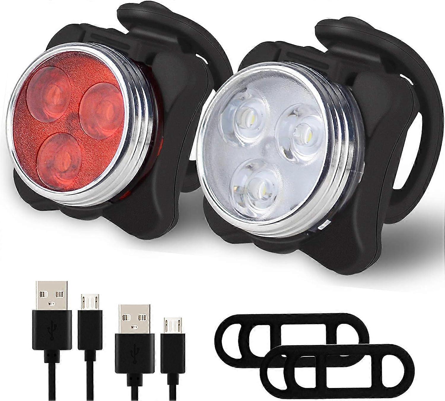 Bike Light Set, Super Bright USB Rechargeable Bicycle Lights