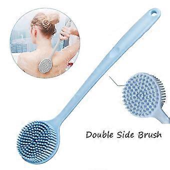 Bad Brush Dobbelt Side Silikone Massage Brush Back Shower Rengøring Fjern eksfolierende Badeværelse Vask til Badning