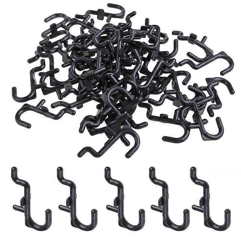 50 Pcs/100 Pcs Plastic Black Pegboard Hooks Garage Tool Storage Pegboard J Style Hooks fits 1/4 Pegboard Holes