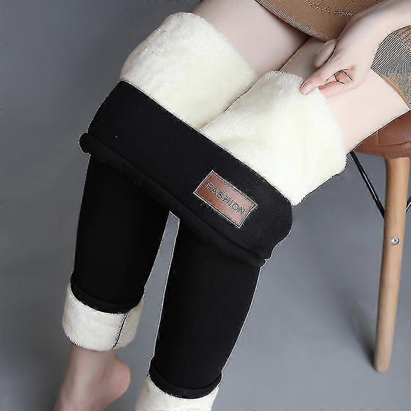 Leggings foderati in pile per le donne, leggings in cashmere spesso elasticizzato a vita alta Peluche caldo Haoyi