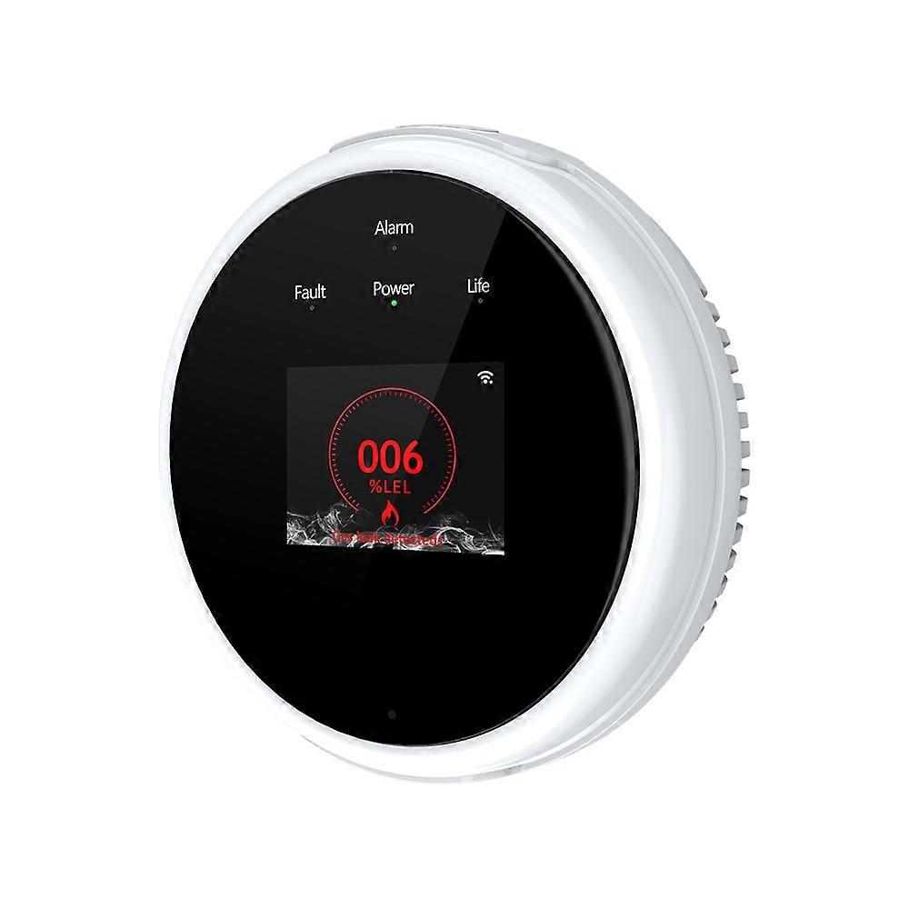 Gas Leak Detector WiFi Home Gas Alarm Tuya APP Monitor Temperature Alarm Clock Display for Home Kitchen Camper Trailer RV Voice Prompt Color LCD Scree
