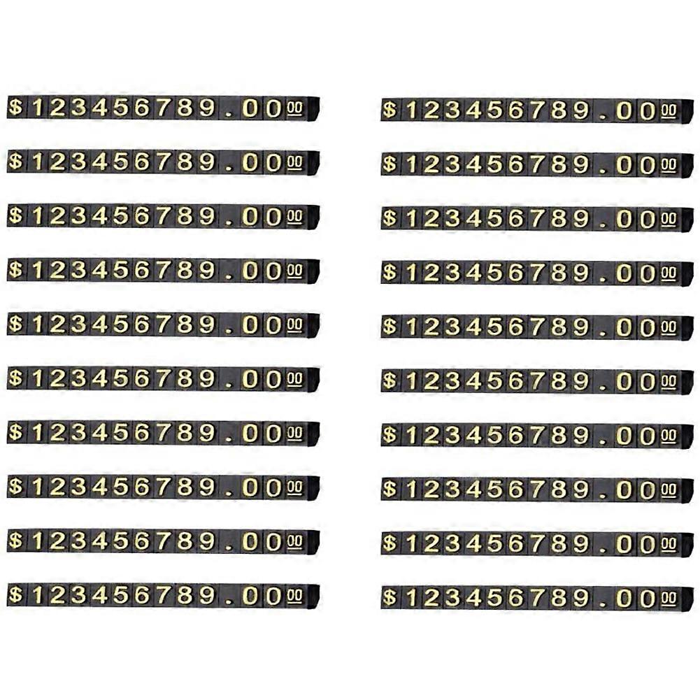 20 Sets Price Display Square Adjustable Price Tag for Price Display Counter Stand Number Letter Dol