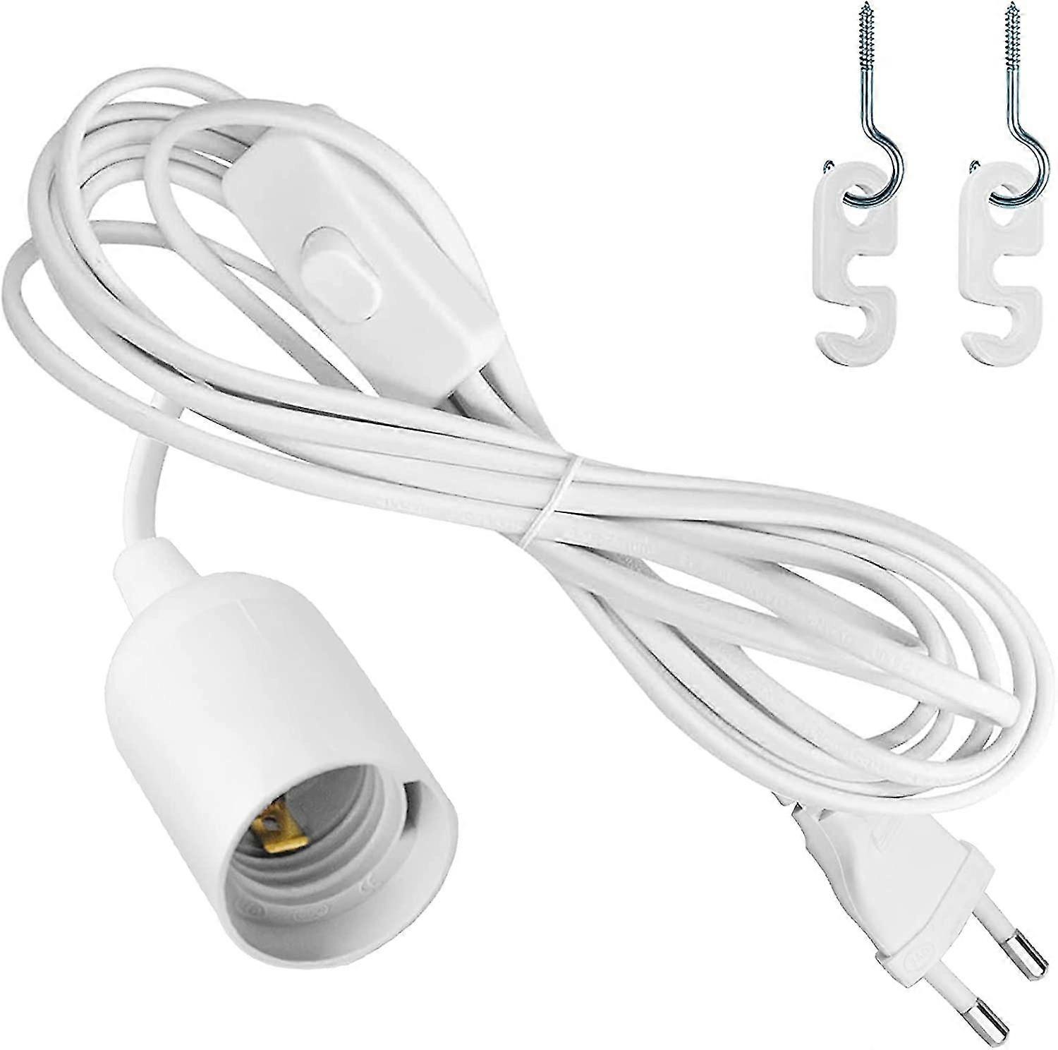 2pcs E27 Pendant Lamp Holder 1.8m E27 Socket With Cable Salt Lamp With Power Cord Plug Adapter White
