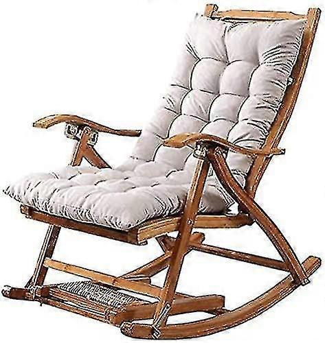 Langer Klappsessel Schaukelstuhl Baumwolle Kissen Plüschkissen Bambus Stuhl Kissen Holz Klappstuhl Hochwertiges Kissen Grau 1,2 Meter