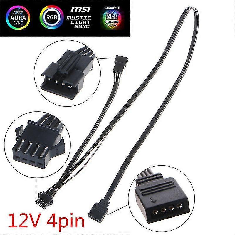 12v 4pin Rgb Connector Cable Pc Case Fan Led Strip Extension Cord Wire Adapter For Giga/microstar/a-sus Rgb Motherboard