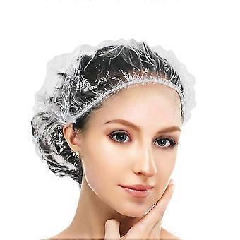 200pcs Disposable Shower Caps, Plastic Elastic Bath Cap For Home Use, Hotel, Spa, And Hair Salon