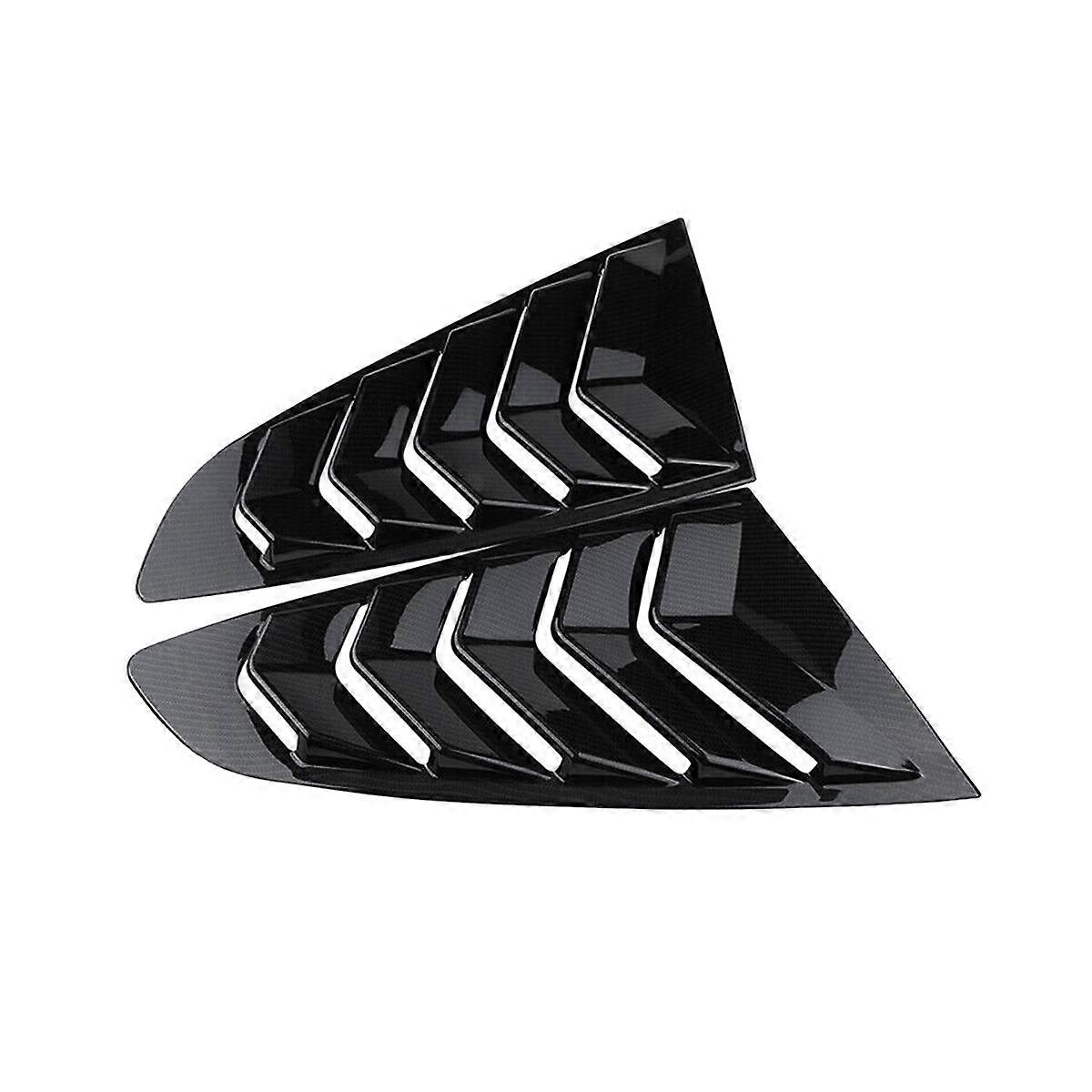 Carbon Fiber Color 1/4 Rear Side Vent Quarter Window Louver Shutter Cover Trim for 2015-2022