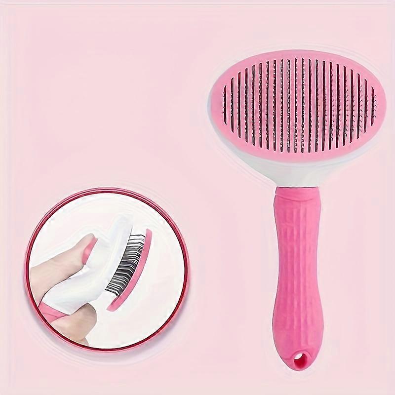 מסרק טיפוח לחיות מחמד קל לניקוי חתולים וכלבים - הסרת שיער בלחיצה אחת, מברשת עיסוי לבקרת נשירה