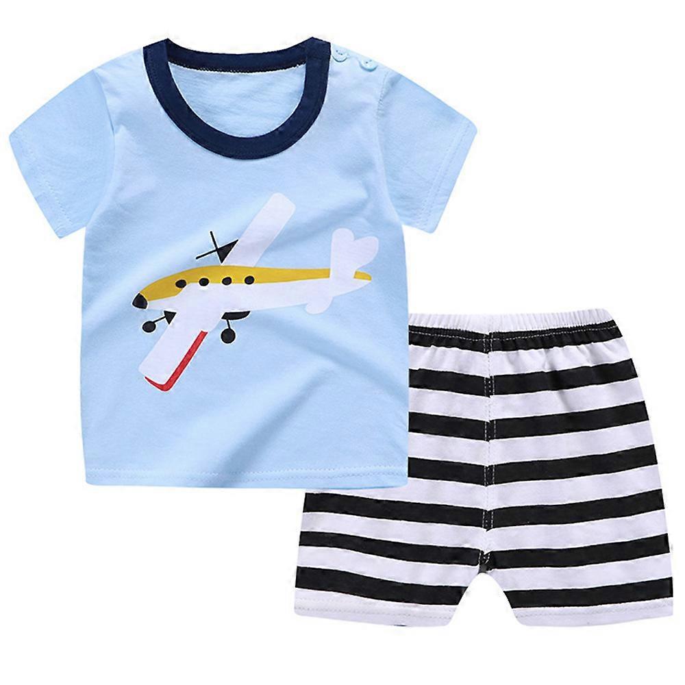 رضيع رضيع أولاد كرتون قصير الأكمام تي شيرت أعلى السراويل مجموعة الصيف عارضة الزي
