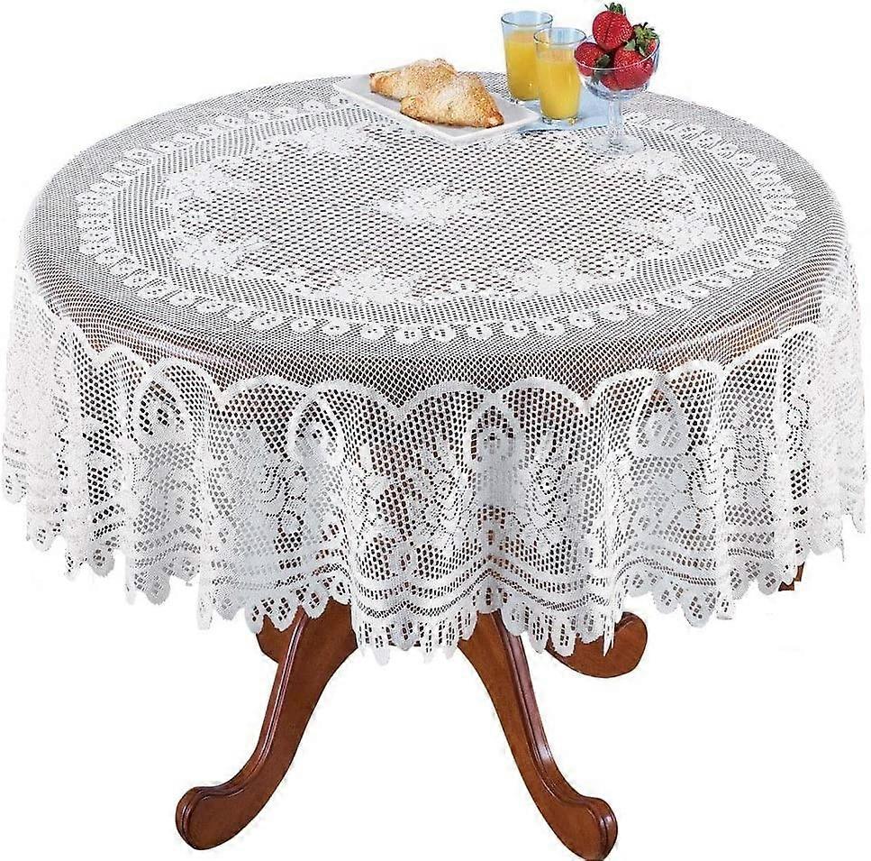 Rectangular vintage white lace tablecloth180 cm