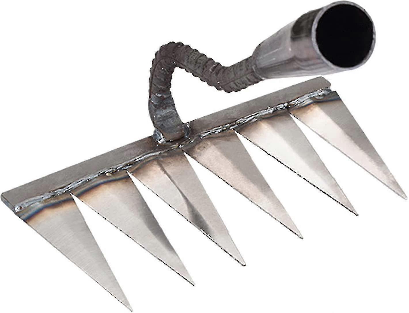 Hand Rake, Garden Hoe Weed Rake Farm Tool Heavy Duty Metal Tine Rake Compatible Digging, Stubble, Weeding,-b