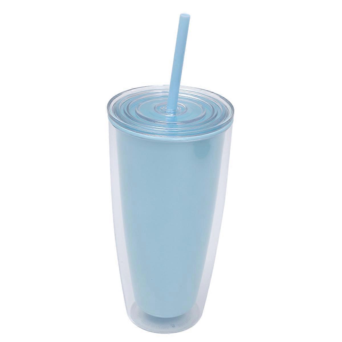 24Oz flat plastic cup with lid and straw, reusable oversized cup, without bisphenol A.
