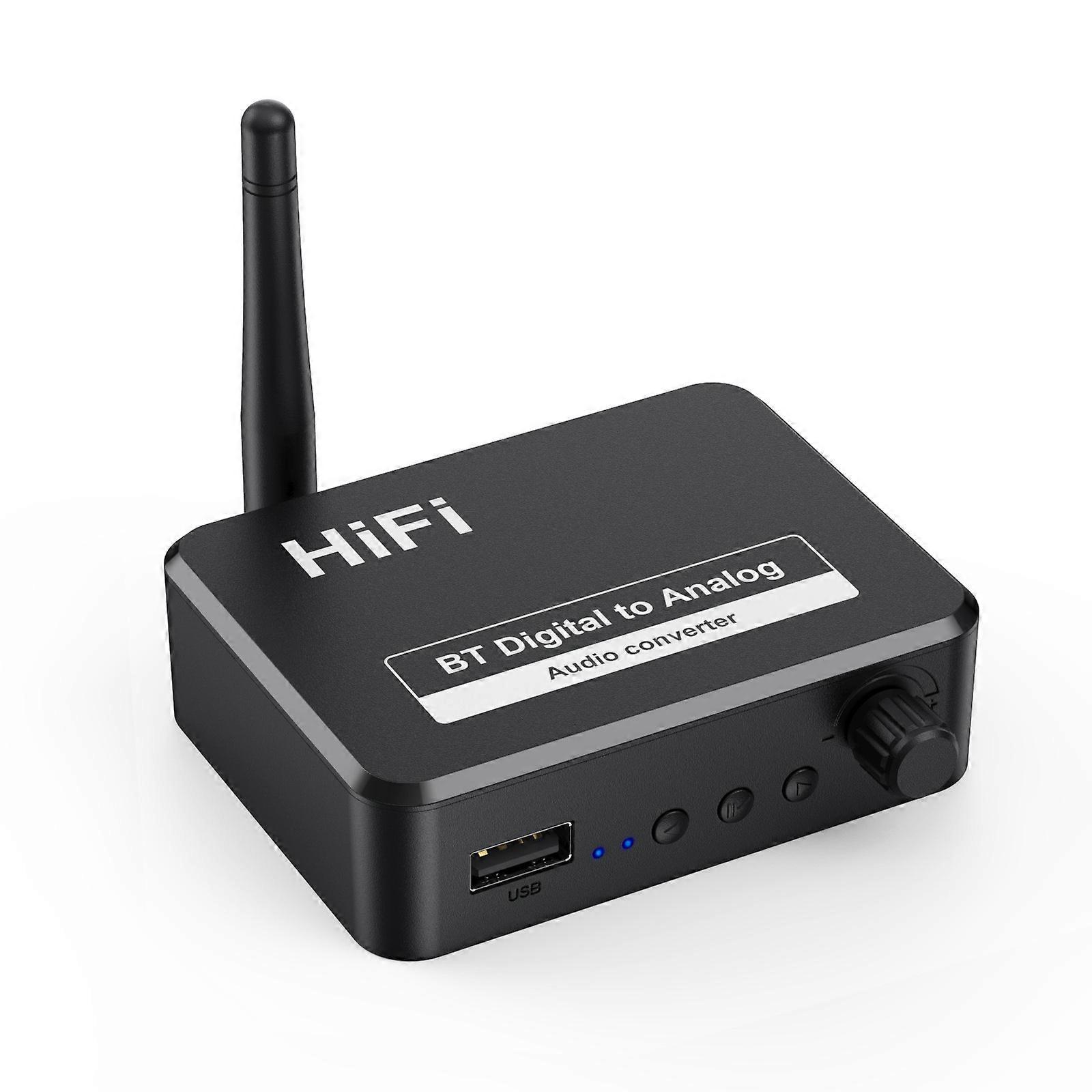 Bluetooth 5.0 Empfänger U Disk Digital-Analog-Audio-Konverter Spdif Glasfaser auf 3,5 MM AUX 2 RCA Freisprecheinrichtung Verstärker Lautsprecher