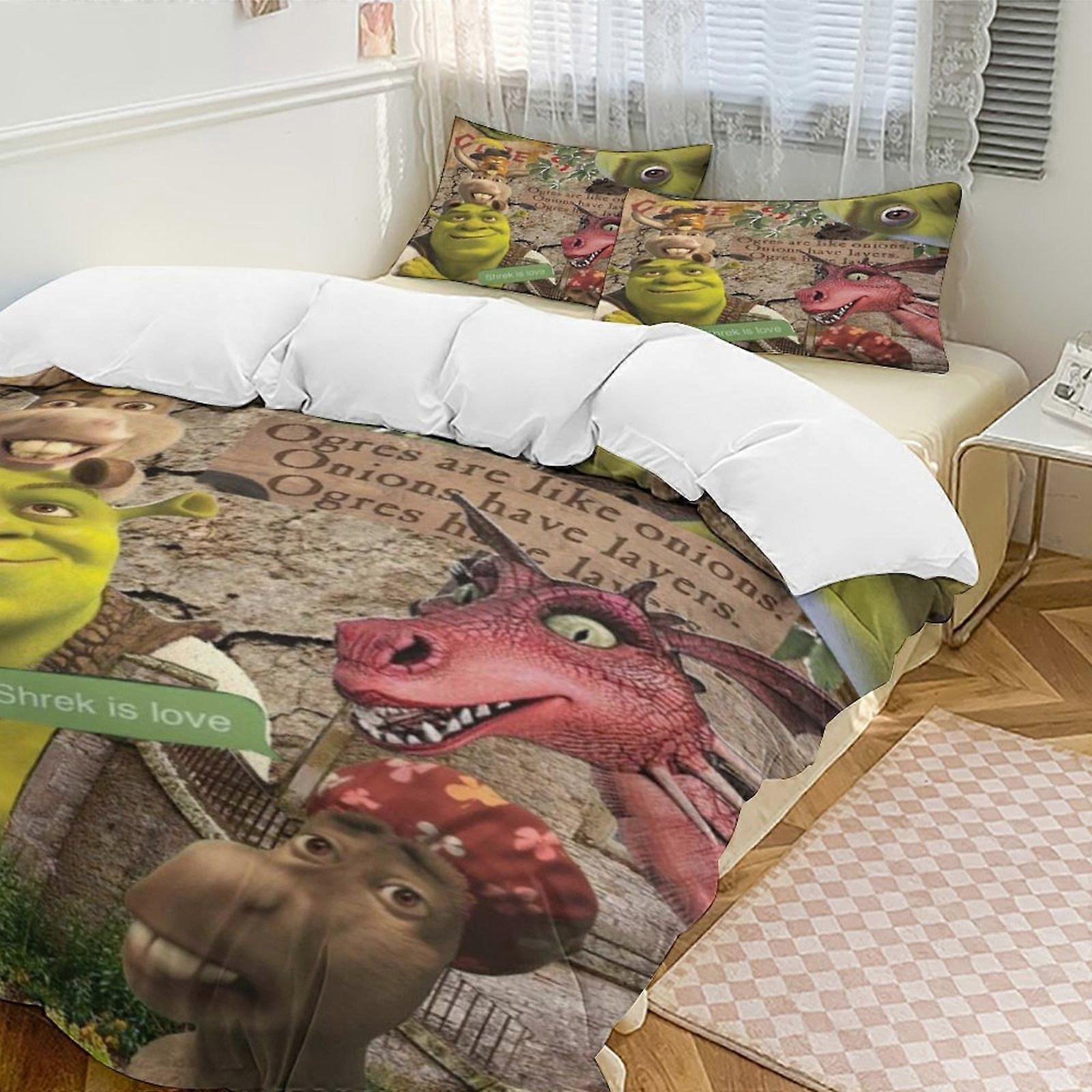 a2354 Lençóis Shrek Conjunto de Cama Capa de Edredão Tema dos Desenhos Animados Lençóis de Quarto Infantil iip2354