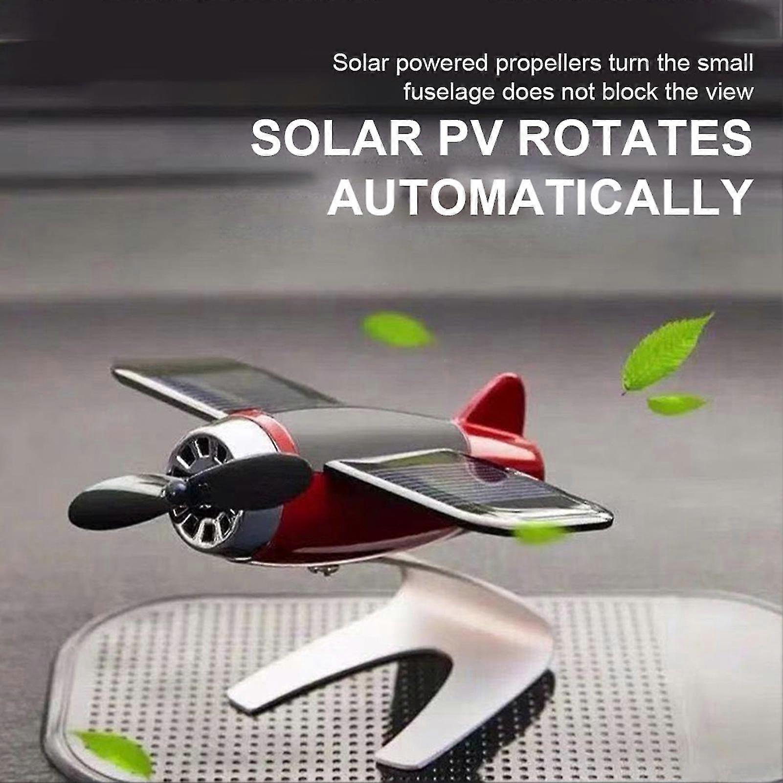 ZEID Ornement Voiture Avion Solaire – Petit Avion Tournant à Énergie Solaire Dashboard, Décoration Intérieur Auto Jaune – Rotation Automatique Au Soleil