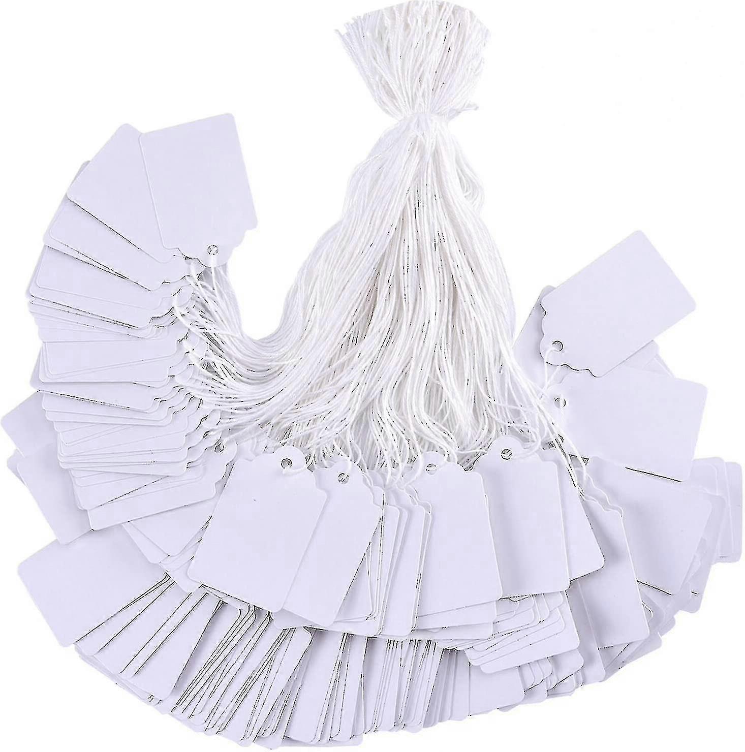 Price Tags With String Attached, 100pcs White Smooth Surface Marking Merchandise Strung Tags Writable Label Hang Tags