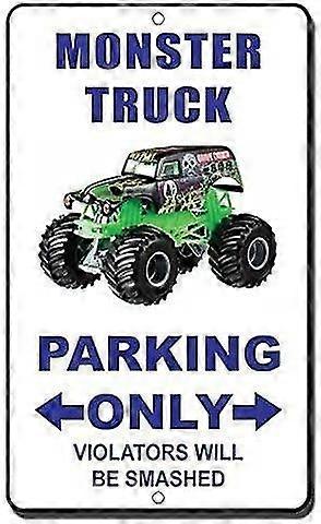 Placa de Rua de Metal 8x12 Polegadas OU 12x16 Polegadas Monster Truck Estacionamento Apenas Infratores Serão Esmagados Superando
