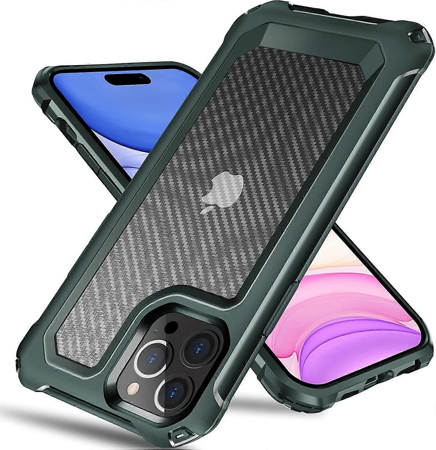 iPhone 14 Pro Max Case, [Military Grade Shockproof] [Hard Carbon Fiber Back] [Soft TPU Bumper Frame] Anti-Scratch, Fingerprint Resistant, Protective P