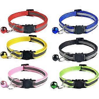 6pcs Cats Anti Strangulation Collar Kittens Puppy Adjustable Reflective With Bell And Safety Buckle