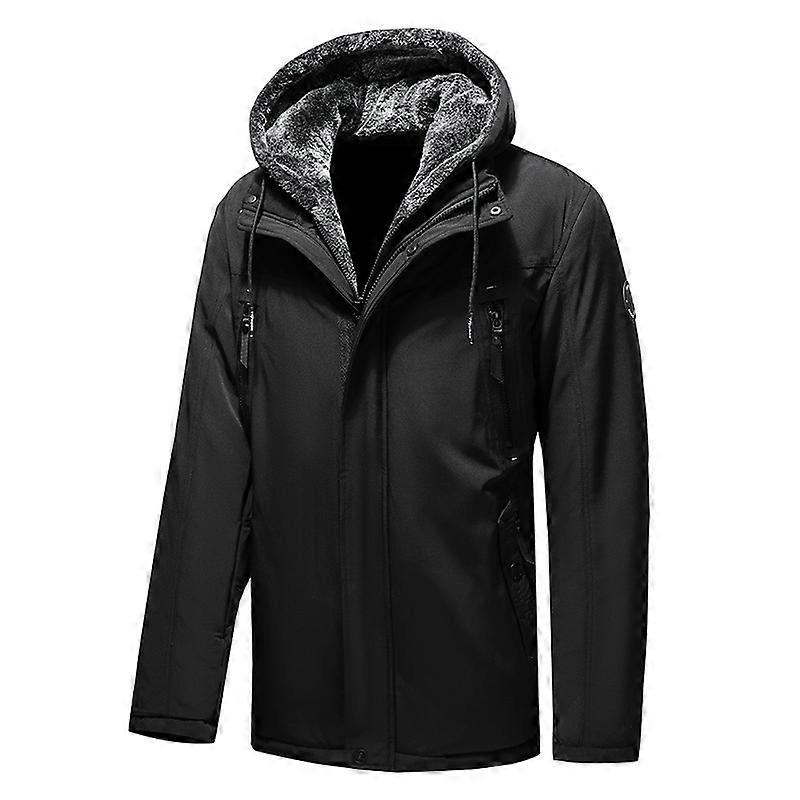 Men's Winter Thicken Fleece Parka Jacket Warm Coat with Hood