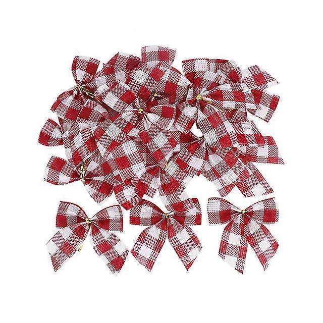 10/20st Jul Guld Stoft Rosetter Julgran Tryckt Båge Prydnader Jul Glitter Band Rosett Julgran Dekorationer