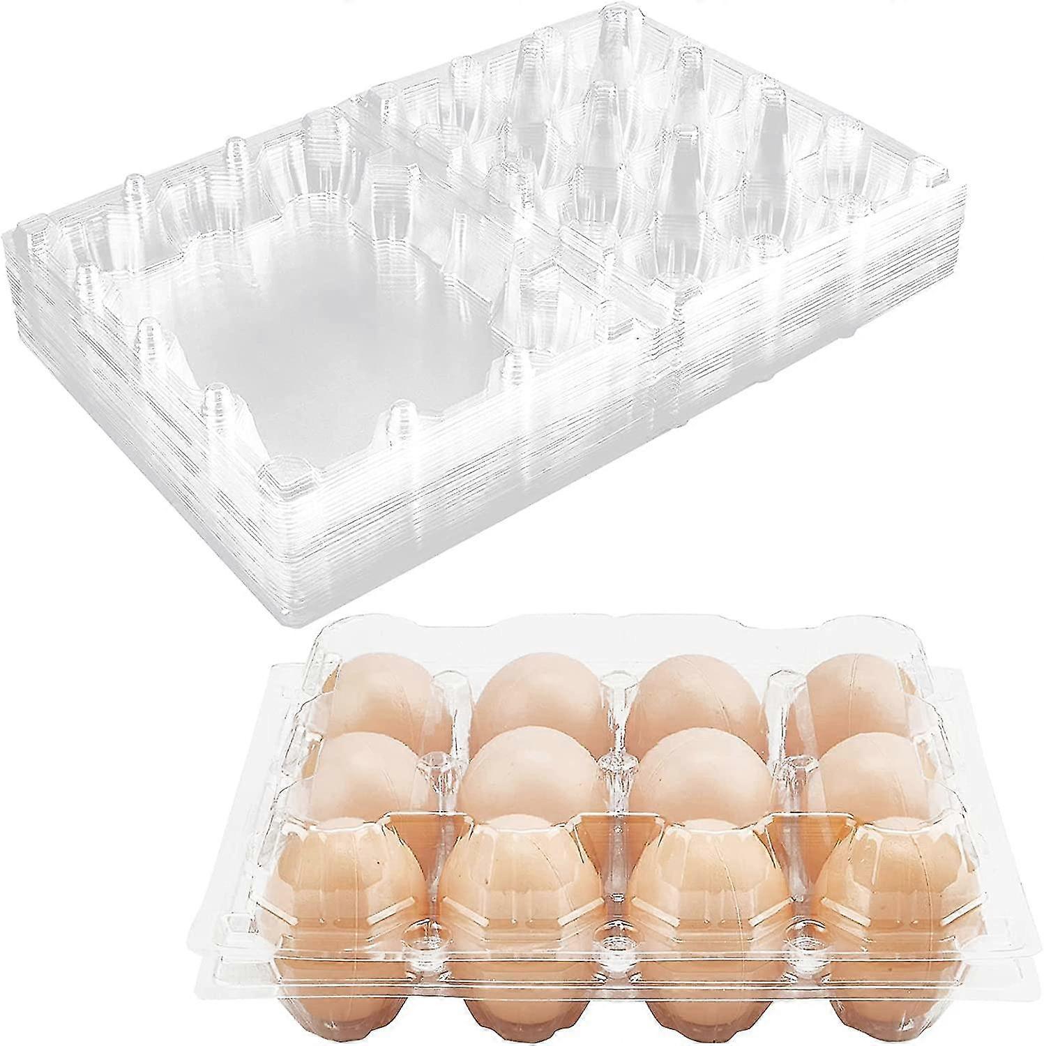 24 Pack Plastic Egg Cartons Bulk Empty Clear Chicken Egg Tray Holder For Family Pasture Chicken Farm Business Market - Hold 1 Dozen Eggs Securely - 7.