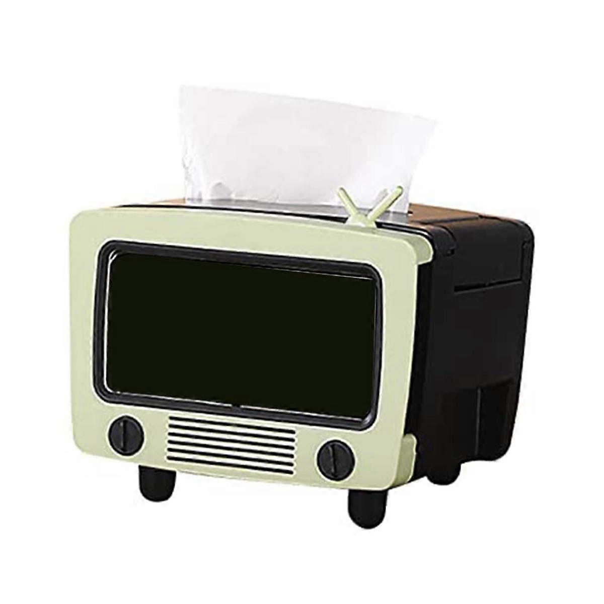 TV Tissue Box Multi Functional Creatives Tissue Box Holder with Cell Phone Slot Decoration Tissue H