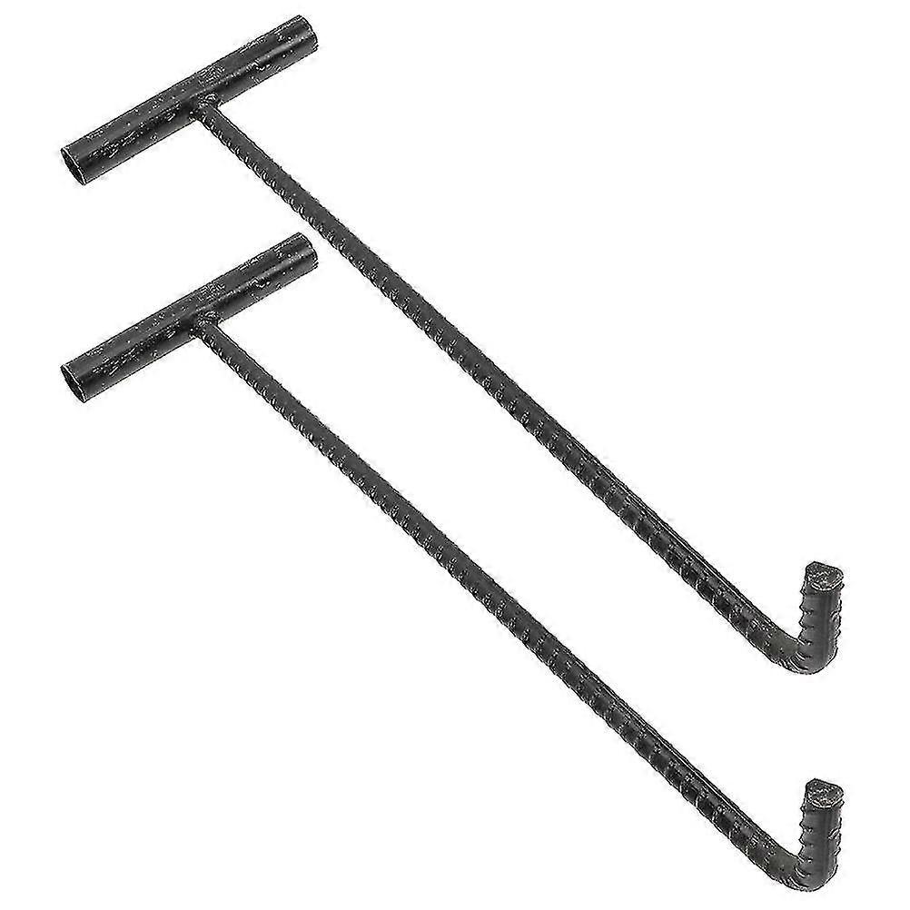 2pcs Manhole Cover Lifter Acero inoxidable T Hook Pull Hook Manhole Cover Hook Manhole Tool