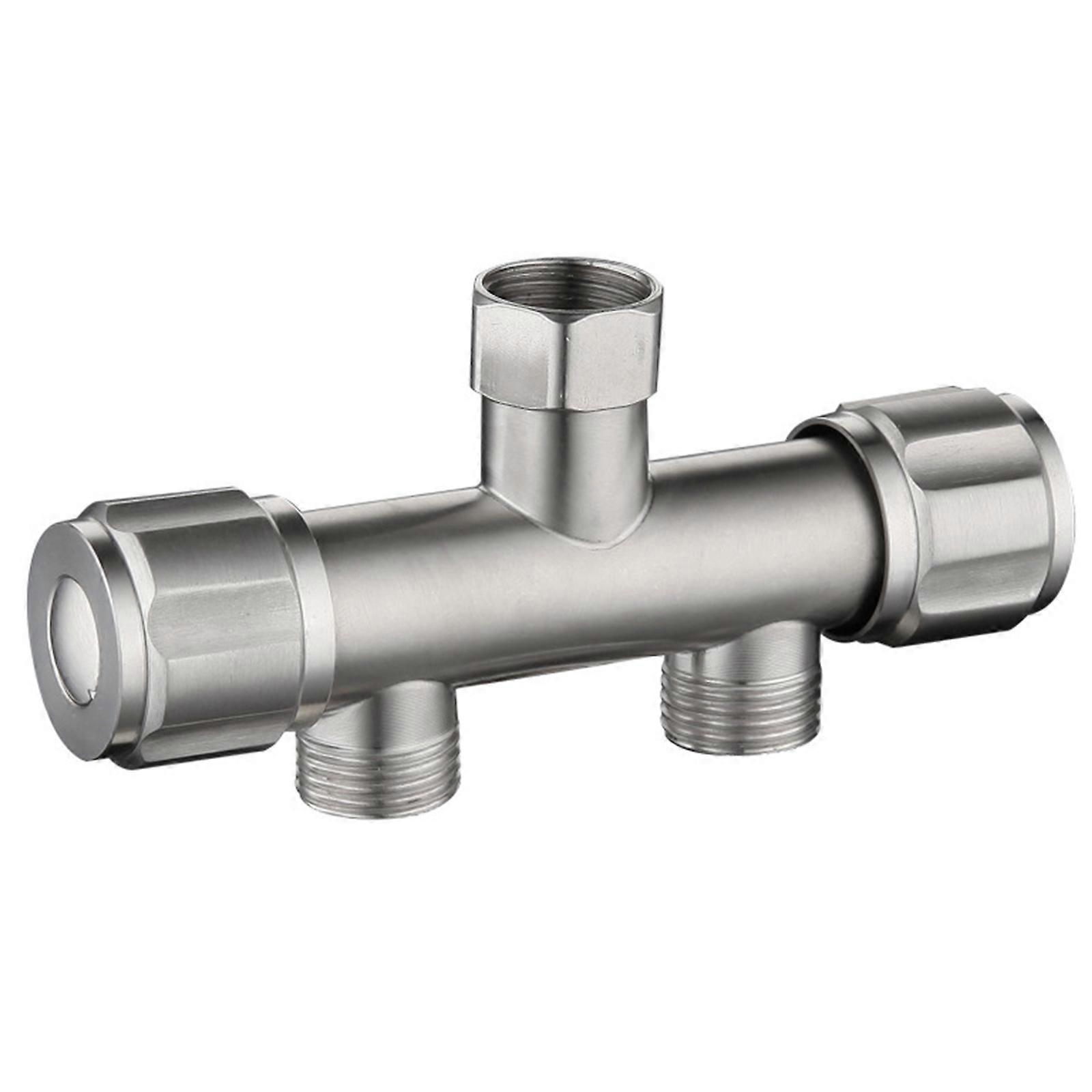 Vanddeler i rustfrit stål med dobbelt håndtag Vaskemaskinehaner Let at installere