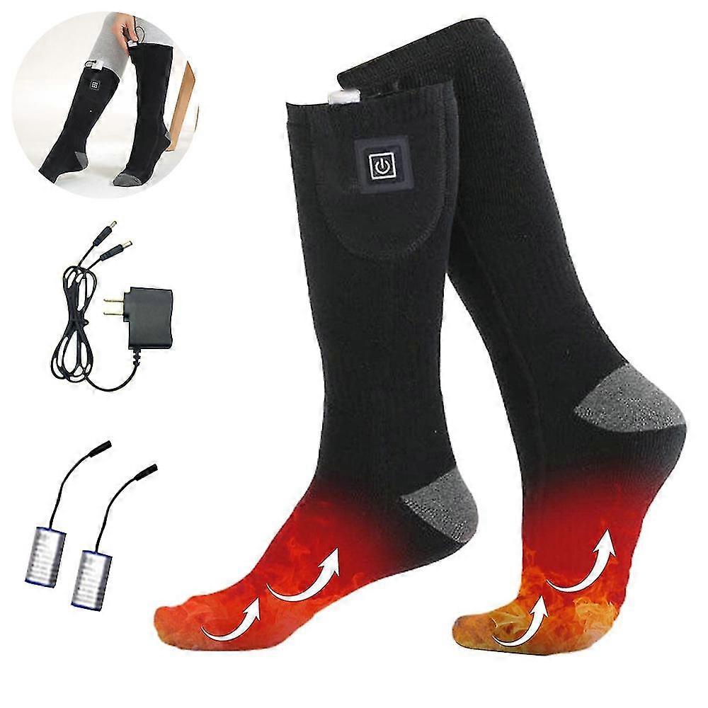 1 Pair Unisex Extra Thick Electric Fast Warm Heated Socks, 4000mah X2