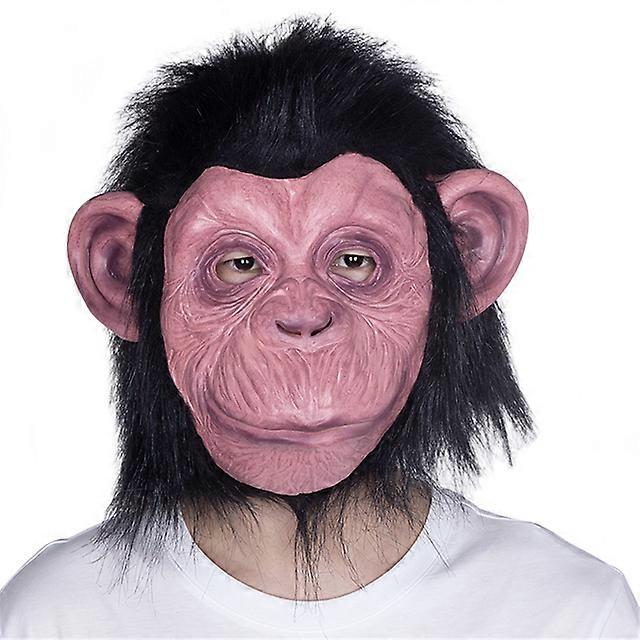 Deluxe Chimp Mask With Hair Novelty Latex Full Head Masks For Halloween Fancy Dress Party Cosplay Monkey Animal Mask