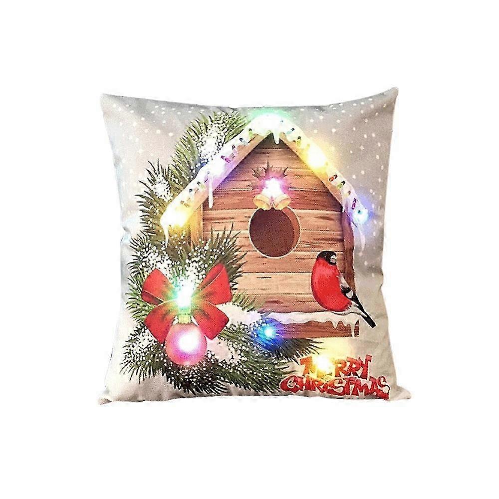 House Theme Christmas Cushion Cover With Led Light
