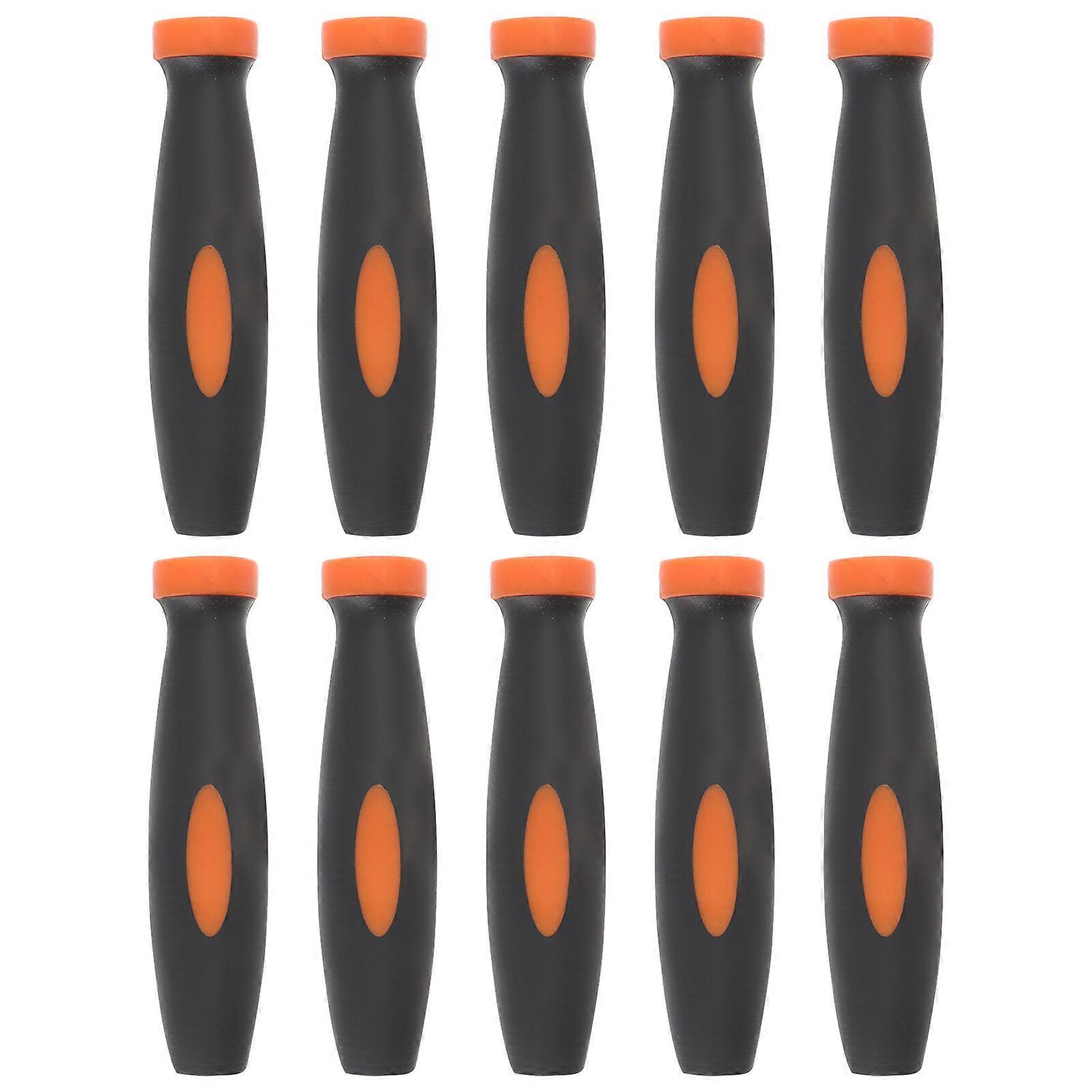 1 Set 10Pcs Practical Rubber File Handles Durable Handles for File (Black)
